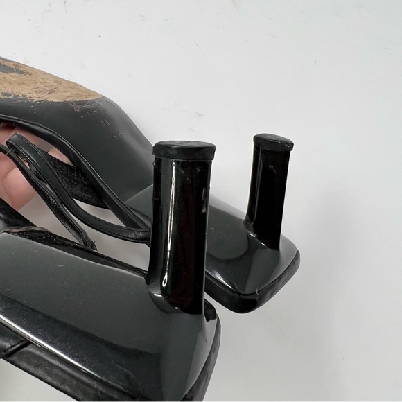 Calvin Klein Vintage Y2K black leather square toe heel sandals - Picture 3 of 4